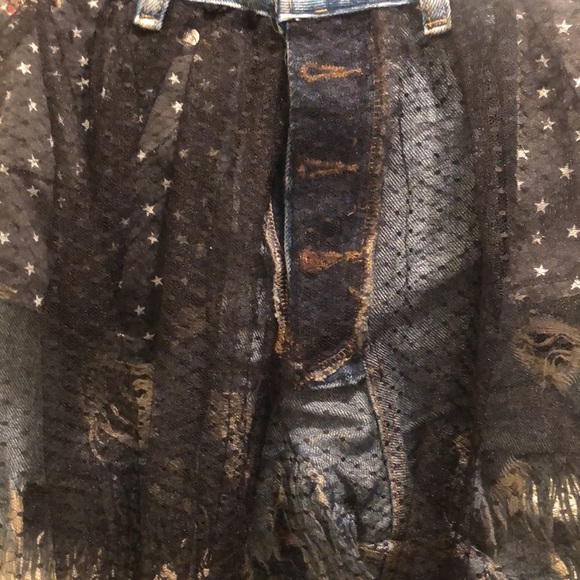 2 in 1 mesh skirt with jeans short mid length black color very good condition - Picture 8 of 10